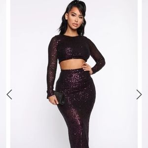 Fashion Nova 2 piece sequin skirt set/ NWT